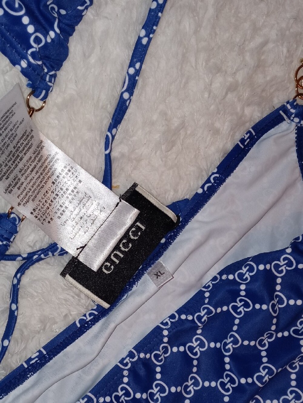 Gucci Blue GG Logo Triangle Chain Bikini - Picture 8 of 13
